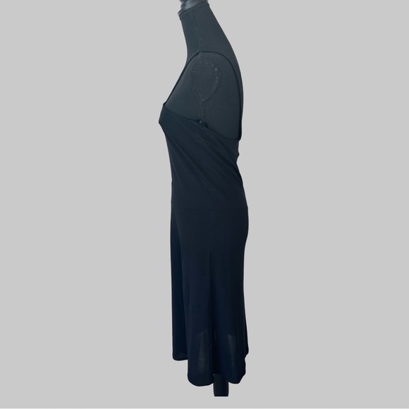Kookai Black V Neck Draped Flared Evening Dress - Picture 2 of 15